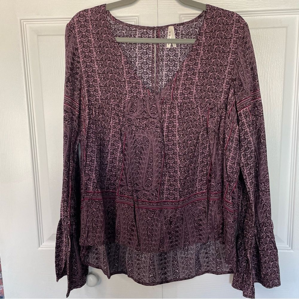 Roper Women’s Pullover Blouse Burgundy/Wine Paisley Size L